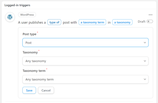 choose post type to share on twitter