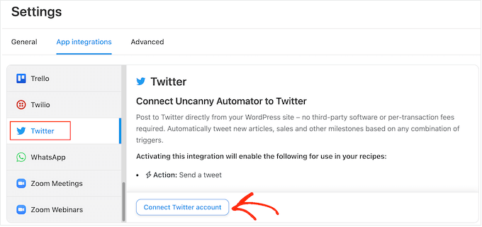 connect twitter uncannyautomator